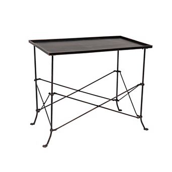 Hello Honey Rectangular Tall Metal End Table with Claw Feet, Rustic Bronze