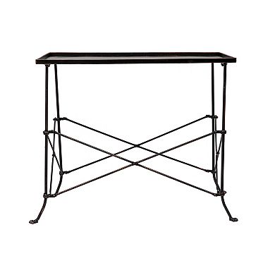 Hello Honey Rectangular Tall Metal End Table with Claw Feet, Rustic Bronze
