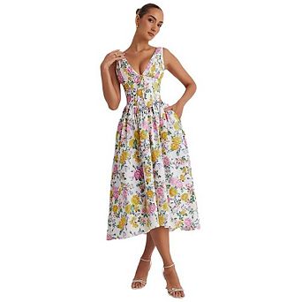 Womens Summer Floral Sundress Slim V Neck Backless Suspender Long Corset Dress