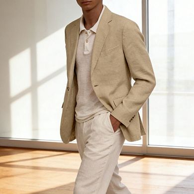 Men's Casual Sports Jacket Long-Sleeve Lapel Slim Fit Suit Jacket