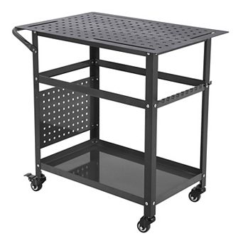 1200 lb Welding Table Cart with Wheels, 36x24 Steel Workbench with Fixture Holes