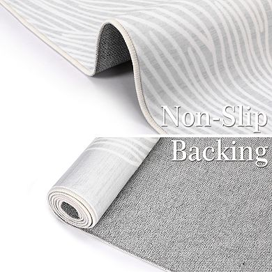 Modern Washable Runner - Non-Slip Low Pile Rug for Entryway, Kitchen, Bedroom & Laundry