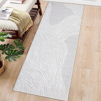 Modern Washable Runner - Non-Slip Low Pile Rug for Entryway, Kitchen, Bedroom & Laundry
