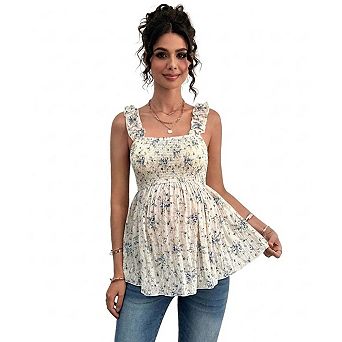 Women's Printed Halter Square Neck A-Line Maternity Tank Top