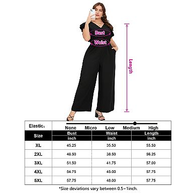 Women's Plus Size Jumpsuit Casual Wide Leg One Piece Outfits With Pockets