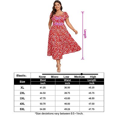 Women's Plus Size Floral Short Sleeve Wedding Long Dress