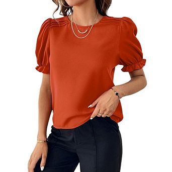 Womens Tops Trendy Spring Summer Short Sleeve Shirts Business Casual Dressy Blouses