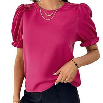 Womens Tops Trendy Spring Summer Short Sleeve Shirts Business Casual Dressy Blouses