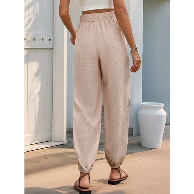 Women's Summer High-Waist Drawstring Jogger Pants with Pockets