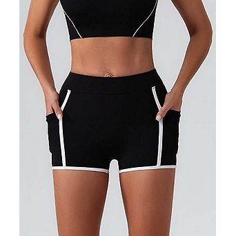Women's High-Waisted Yoga Shorts with Side Pockets