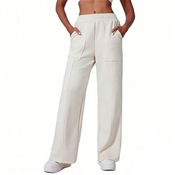 Women High Waist Loose Fit Wide Leg Pants with Elastic Waistband