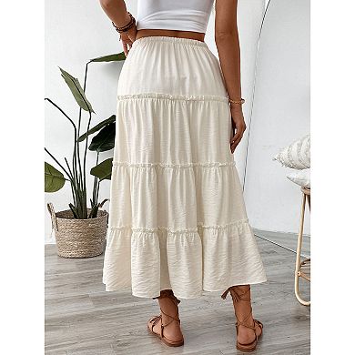 Womens Skirts Summer High Waist A Line Elegant Midi Skirt