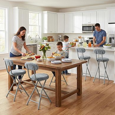 Homy Casa Folding Chairs Set of 4 with Metal Frame, Padded Seat & Back