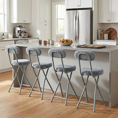 Homy Casa Folding Chairs Set of 4 with Metal Frame, Padded Seat & Back