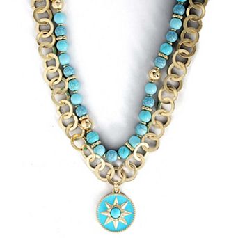 JS Jessica Simpson Layered Turquoise Star Necklace