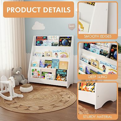 Homy Casa 4-Tier Kids Book Display Bookshelf Organizer