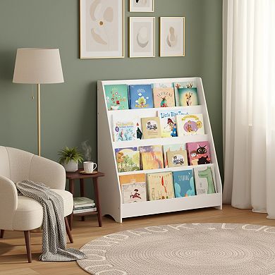 Homy Casa 4-Tier Kids Book Display Bookshelf Organizer
