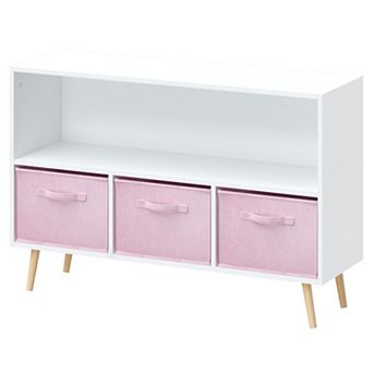 Homy Casa Kids Bookshelf & Storage Organizer with 3 Fabric Bins