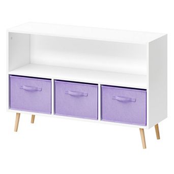Homy Casa Kids Bookshelf & Storage Organizer with 3 Fabric Bins
