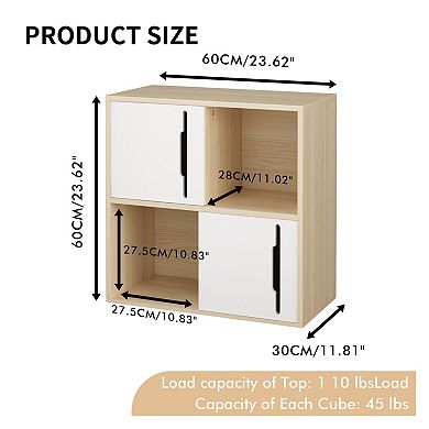 Homy Casa 2-Door Sliding Storage Cabinet with Open Shelves