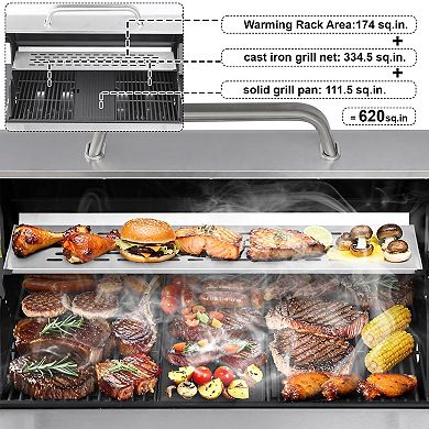6+1-Burner Propane Gas BBQ Grill with Side Burner for Outdoor Barbecue, 65910 BTU