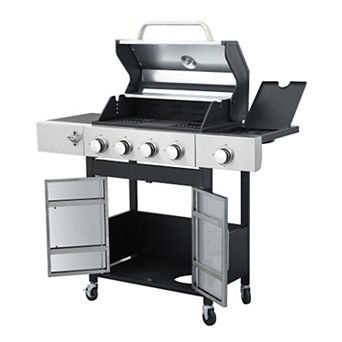 4+1-Burner Propane Gas BBQ Grill with Side Burner for Outdoor Barbecue, 46790 BTU