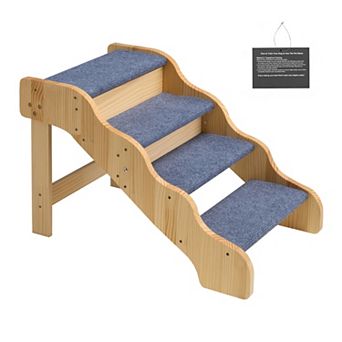 VEVOR Wood Pet Stairs, 4-Step Dog Stairs for High Beds, Sofa & Cars, 150lbs Load Capacity