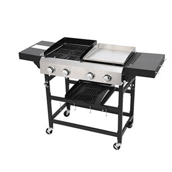 2 in 1 Propane Griddle Grill Combo,4-Burner Propane Gas BBQ Grill for Patio Backyard, 38240 BTU