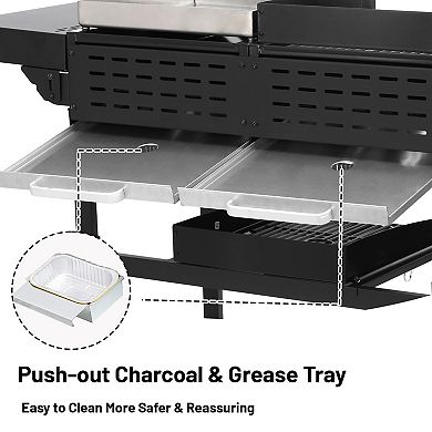 2 in 1 Propane Griddle Grill Combo,4-Burner Propane Gas BBQ Grill for Patio Backyard, 38240 BTU