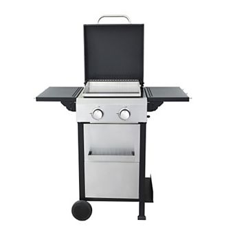 2-Burner Propane Gas BBQ Grill with SS Plancha For Outdoor Barbecue, 24600BTU