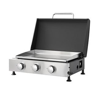 26 inch Tabletop Griddle with Ceramic Coated Cast Iron Plate, 28650 BTU 3 Burners Flat Top Pan