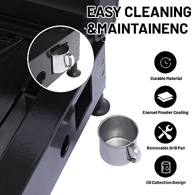 26 inch Tabletop Griddle with Ceramic Coated Cast Iron Plate, 28650 BTU 3 Burners Flat Top Pan