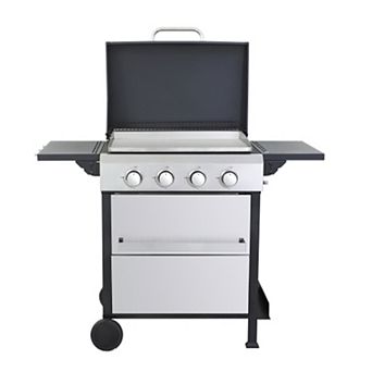 4-Burner Propane Gas BBQ Grill with SS Plancha For Outdoor Barbecue, 49200BTU