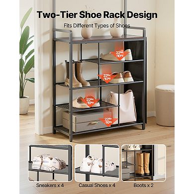 VEVOR Hall Tree, 70.9 in Coat Rack with Shoe Storage, 4-Tier Shoe Rack Organizer with Hooks