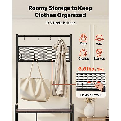 VEVOR Hall Tree, 70.9 in Coat Rack with Shoe Storage, 4-Tier Shoe Rack Organizer with Hooks