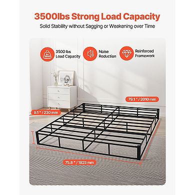 VEVOR Box Spring, King Size Bed Frame with Washable Fabric Cloth, Heavy Duty Metal Frame