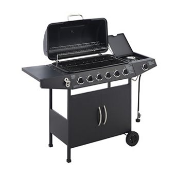 6 Burner Propane Gas Grill with Side Burner, 59,000 BTU Stainless Steel BBQ Grill for Patio Backyard