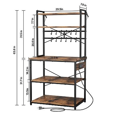 VEVOR Kitchen Bakers Rack,with X-Shaped Support Bar, 12 S-Shaped Hooks, for Dishes