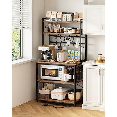 VEVOR Kitchen Bakers Rack,with X-Shaped Support Bar, 12 S-Shaped Hooks, for Dishes