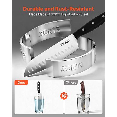 VEVOR Kitchen Knife Set with Block and Sharpener, 15 Piece Stainless Steel Sharp Knife Set