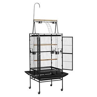 VEVOR Bird Cage, 32.7 x 31.1 x 82.7 inch, Open Flat Top, Wrought Iron Bird Flight Cage with Perches