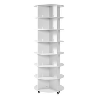VEVOR 7 tier Rotating Shoe Rack Tower with Wheels, 360° Spinning Carousel Organizer