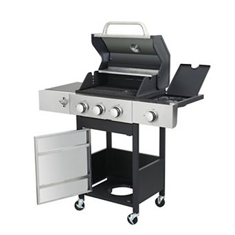 3+1-Burner Propane Gas BBQ Grill with Side Burner for Outdoor Barbecue, 37230 BTU