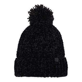 Women's Cuddl Duds® Chenille Ribbed Cuff Beanie With Yarn Pom