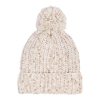 Women's Cuddl Duds® Chenille Ribbed Cuff Beanie With Yarn Pom