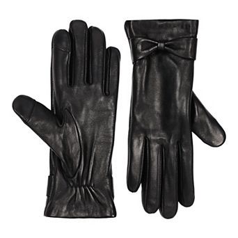 Women's Cuddl Duds® Leather Gloves With Bow