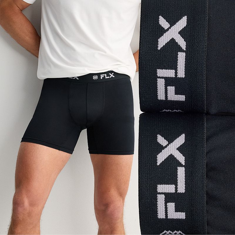 Men's FLX 2-Pack Boxer Briefs, Size: Large, Black