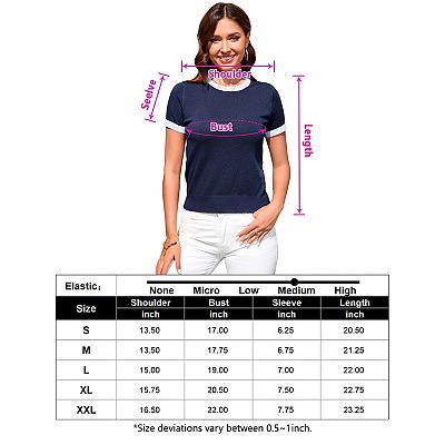 Women's Knit Crewneck Pullover Short Sleeve Summer Sweater
