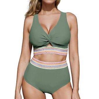 Women's Casual High Waisted Bikini Set Two Piece Swimsuit for Beach Pool Days