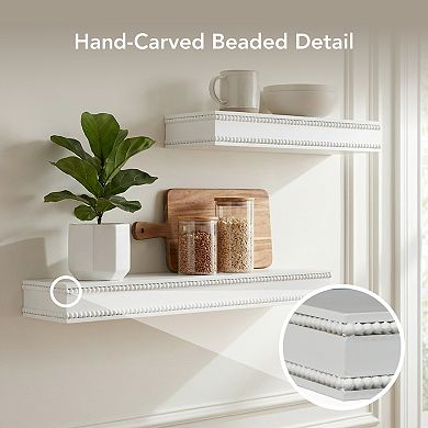 American Art Décor Beaded 2-Piece Floating Wall Shelf Set
